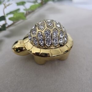 Gold with Cubic Zirconia Turtle Trinket Box